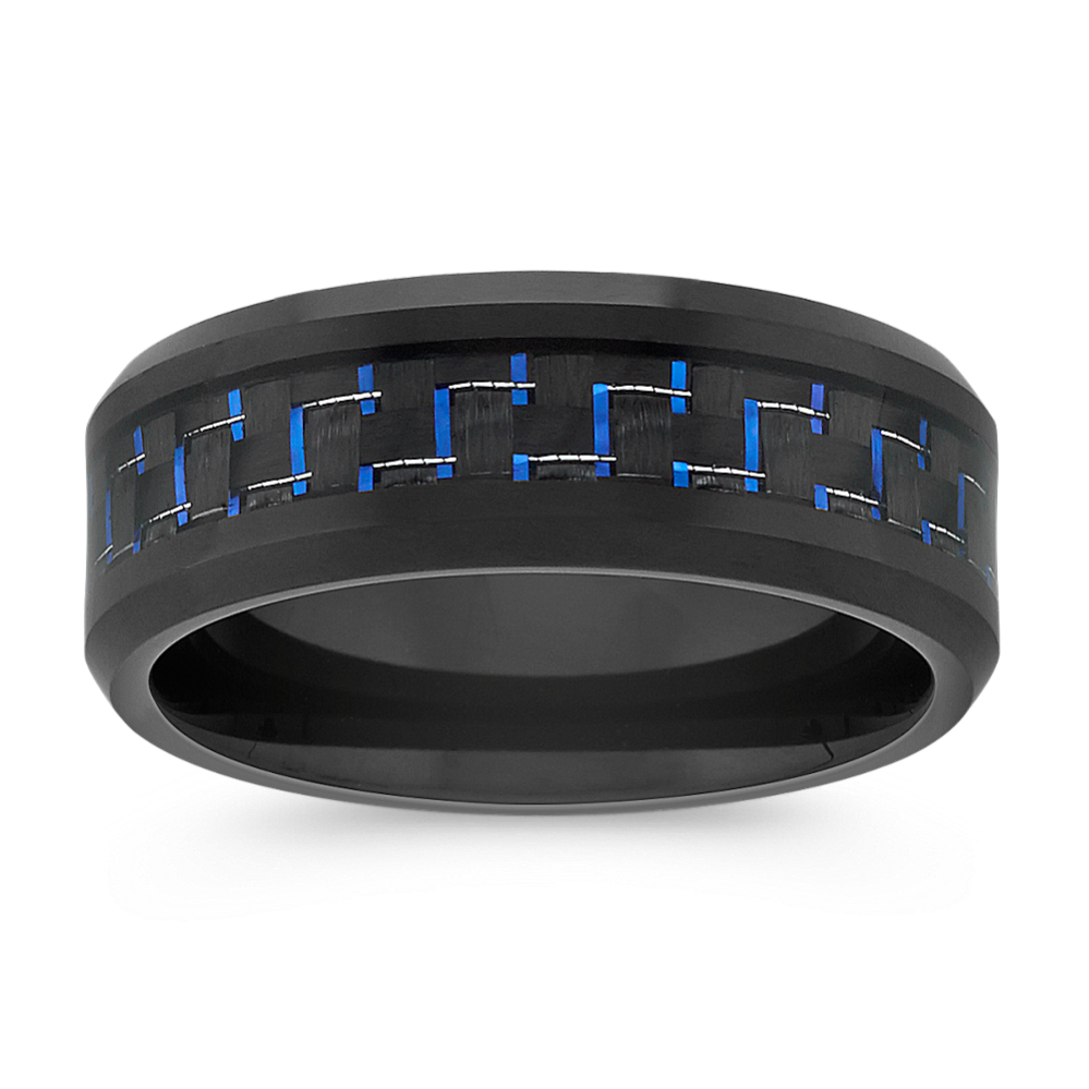 Max T Titanium Comfort Fit Ring with Black Ionic Plating 8mm Shane Co