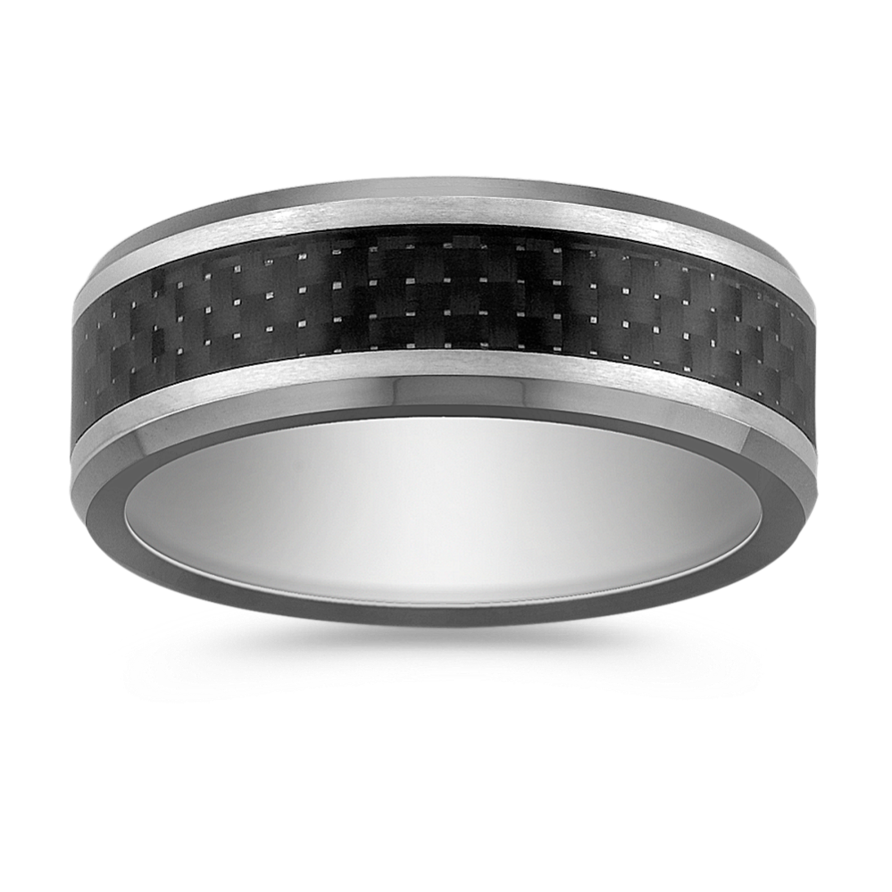 Max-T Titanium Comfort Fit Ring with Carbon Fiber Accent (7.5mm)