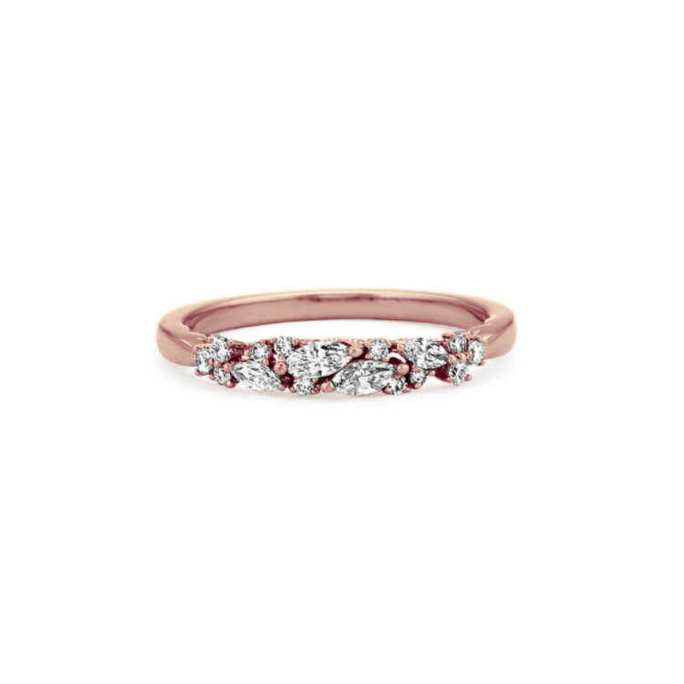 Meadow Natural Diamond Cluster Wedding Band in 14k Rose Gold