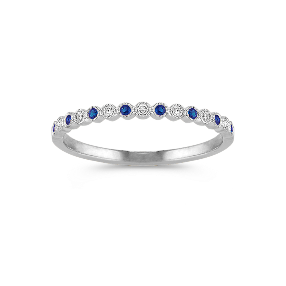 Meander Natural Sapphire and Natural Diamond Wedding Band