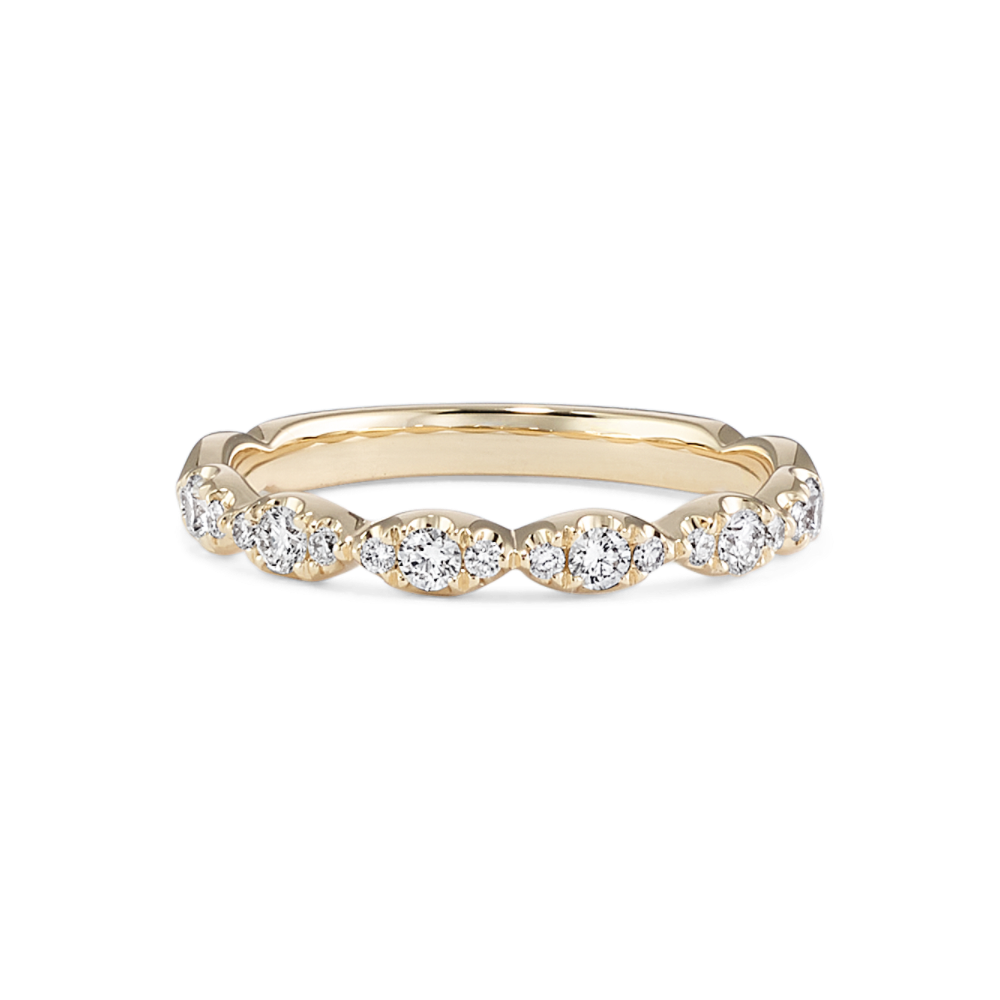 Melrose Natural Diamond Cluster Wedding Band in 14k Yellow Gold