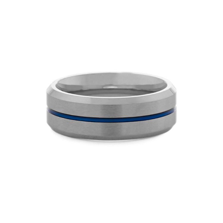 Mens Classic Cobalt Wedding Band with Blue Ionic Plating 8mm