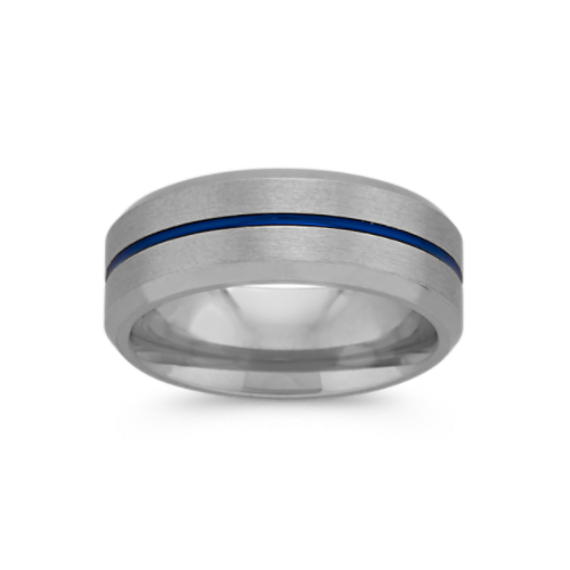 Mens Classic Cobalt Wedding Band with Blue Ionic Plating 8mm