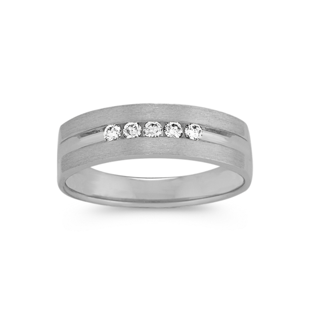 Mens Classic Diamond Wedding Band in Platinum