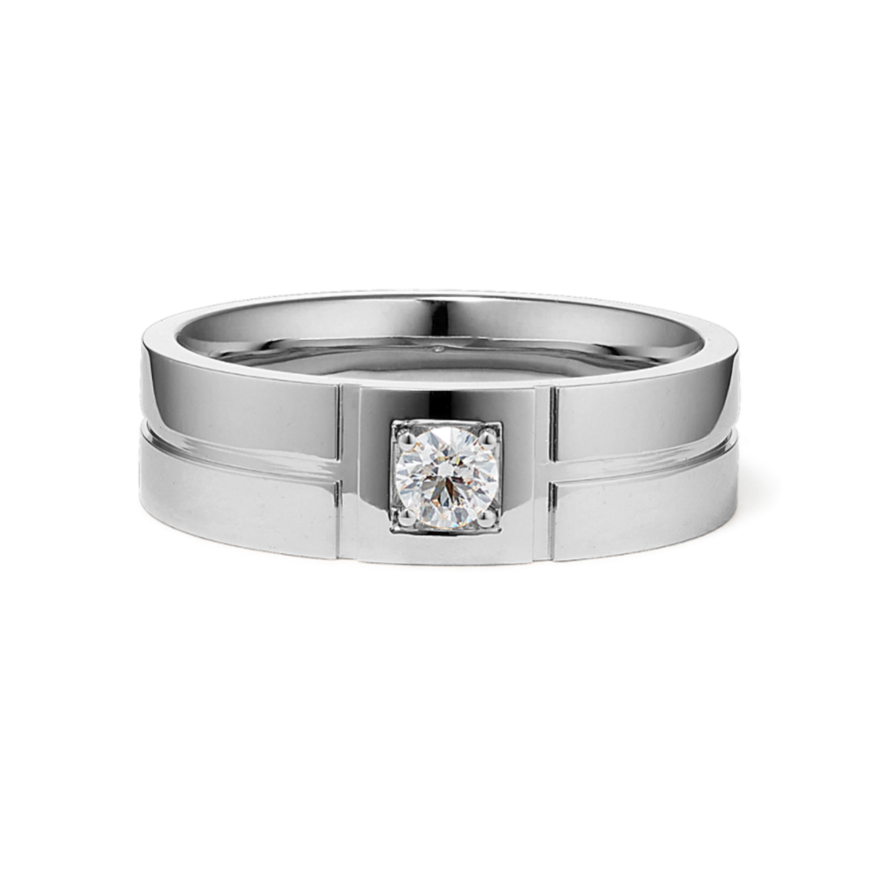 Mens Diamond Accented Wedding Band in 14K White Gold (6mm)