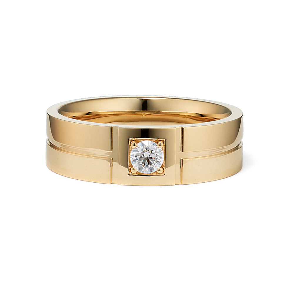 Mens Natural Diamond Accented Wedding Band in 14K Yellow Gold (6mm)