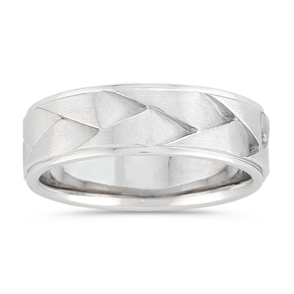 Mens Modern Wedding Band in 14K White Gold (6.5mm)