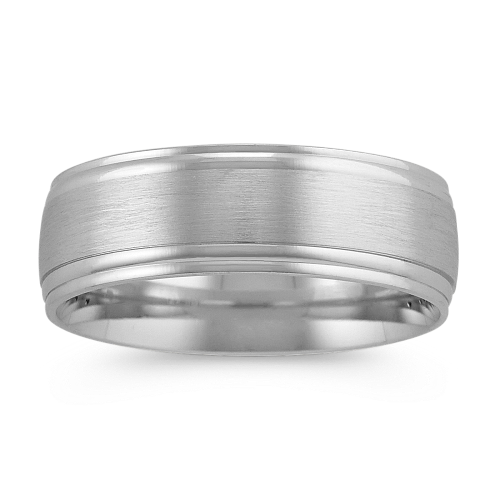 Mens Wedding Band in 14k White Gold (7mm)