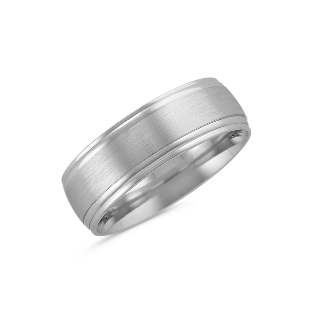 Mens Wedding Band in 14k White Gold (7mm) Shane Co.