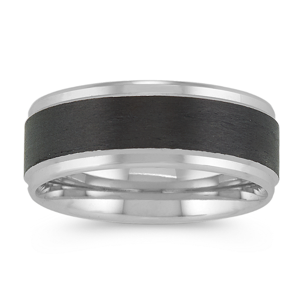 Arlo Carbon Fiber and 14K White Gold Wedding Band (8mm)