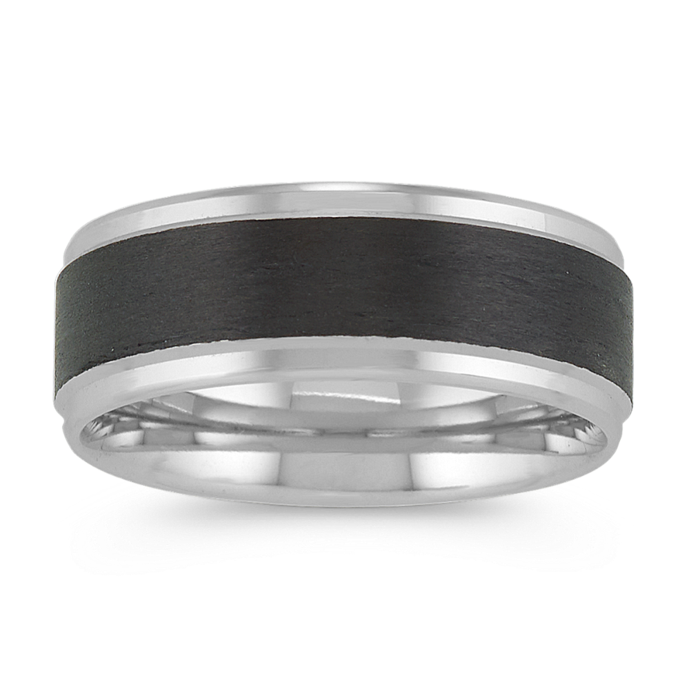 Arlo Carbon Fiber and 14K White Gold Wedding Band 8mm