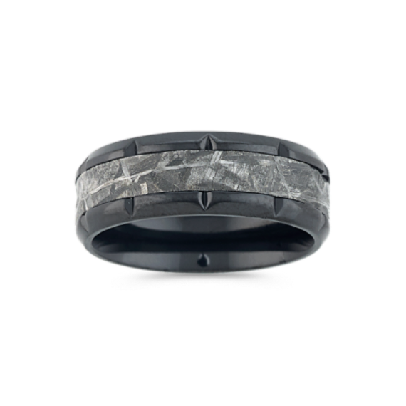 Meteorite & Zirconium Wedding Band (8mm)