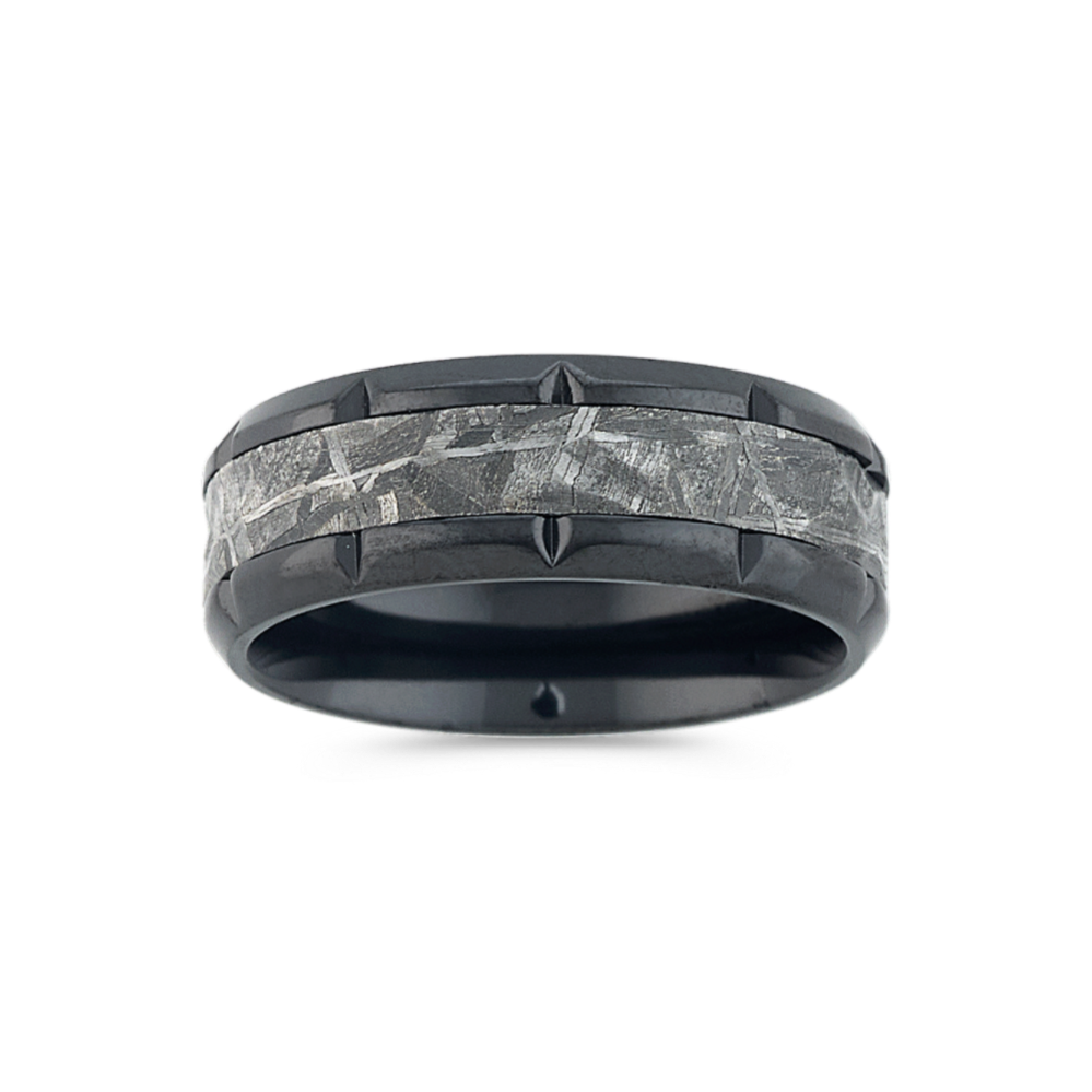 Meteorite & Zirconium Wedding Band (8mm)