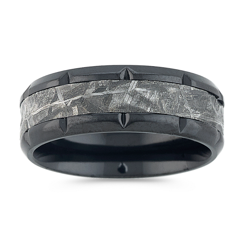 Meteorite & Zirconium Wedding Band (8mm)