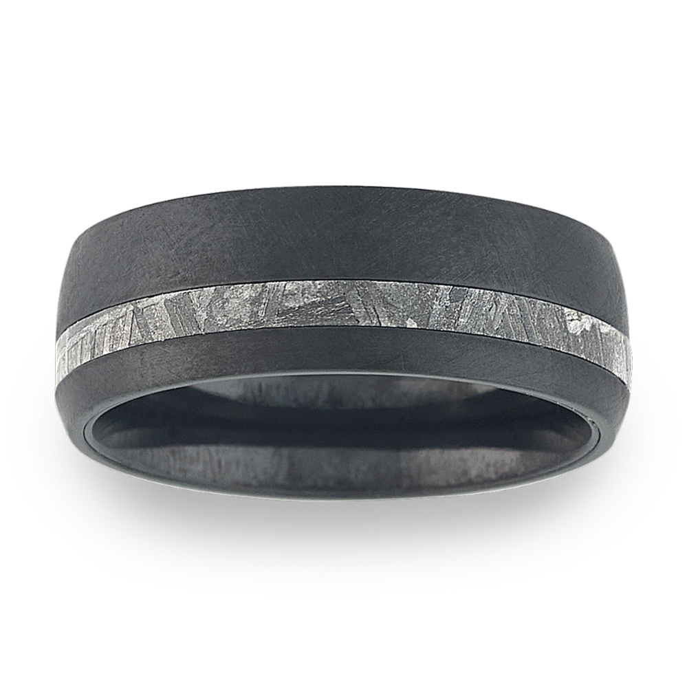 Meteorite & Zirconium Wedding Band (8mm)
