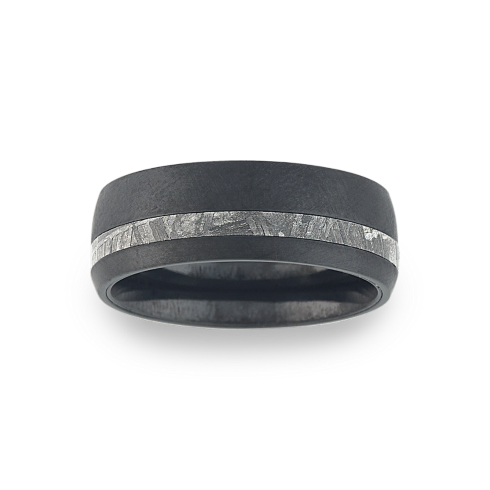 Meteorite & Zirconium Wedding Band (8mm)