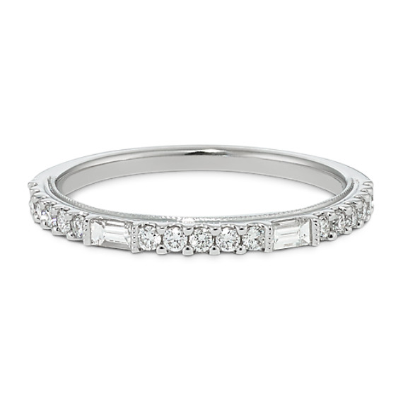 Mirage Baguette and Round Diamond Wedding Band