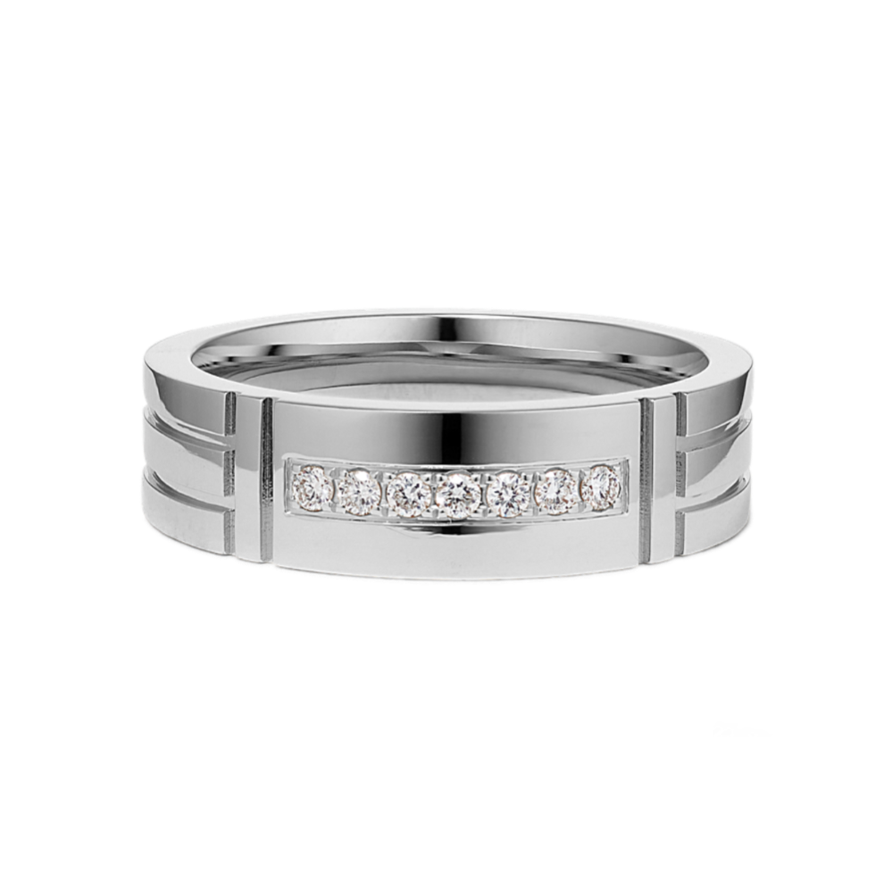 Modern Channel-Set Diamond Mens Band in Platinum (5.5mm)