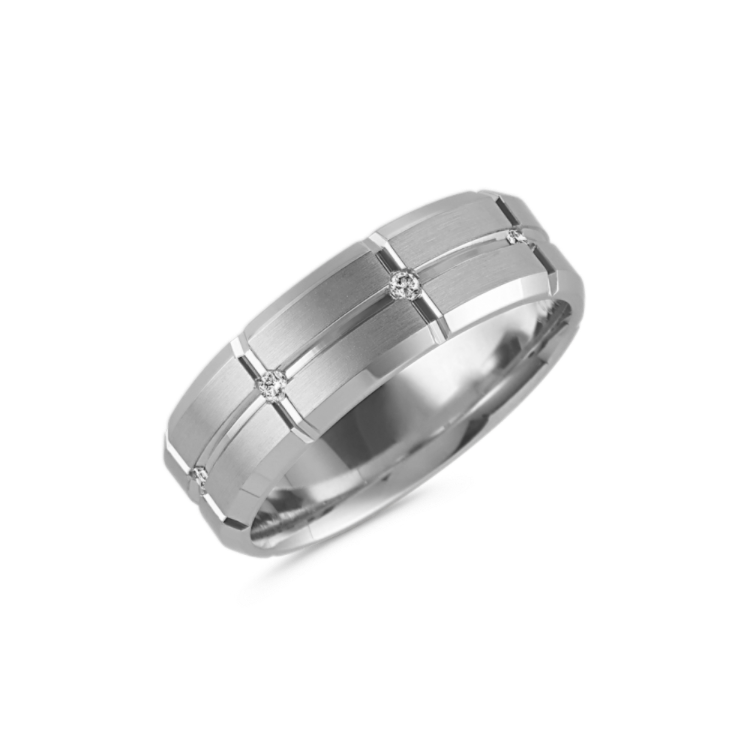 Lane Modern Natural Diamond Ring in 14K White Gold (7mm)