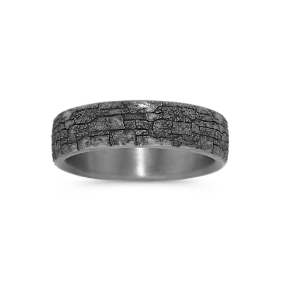 Modern Stone Wall Tantalum Mens Ring (6.5mm)
