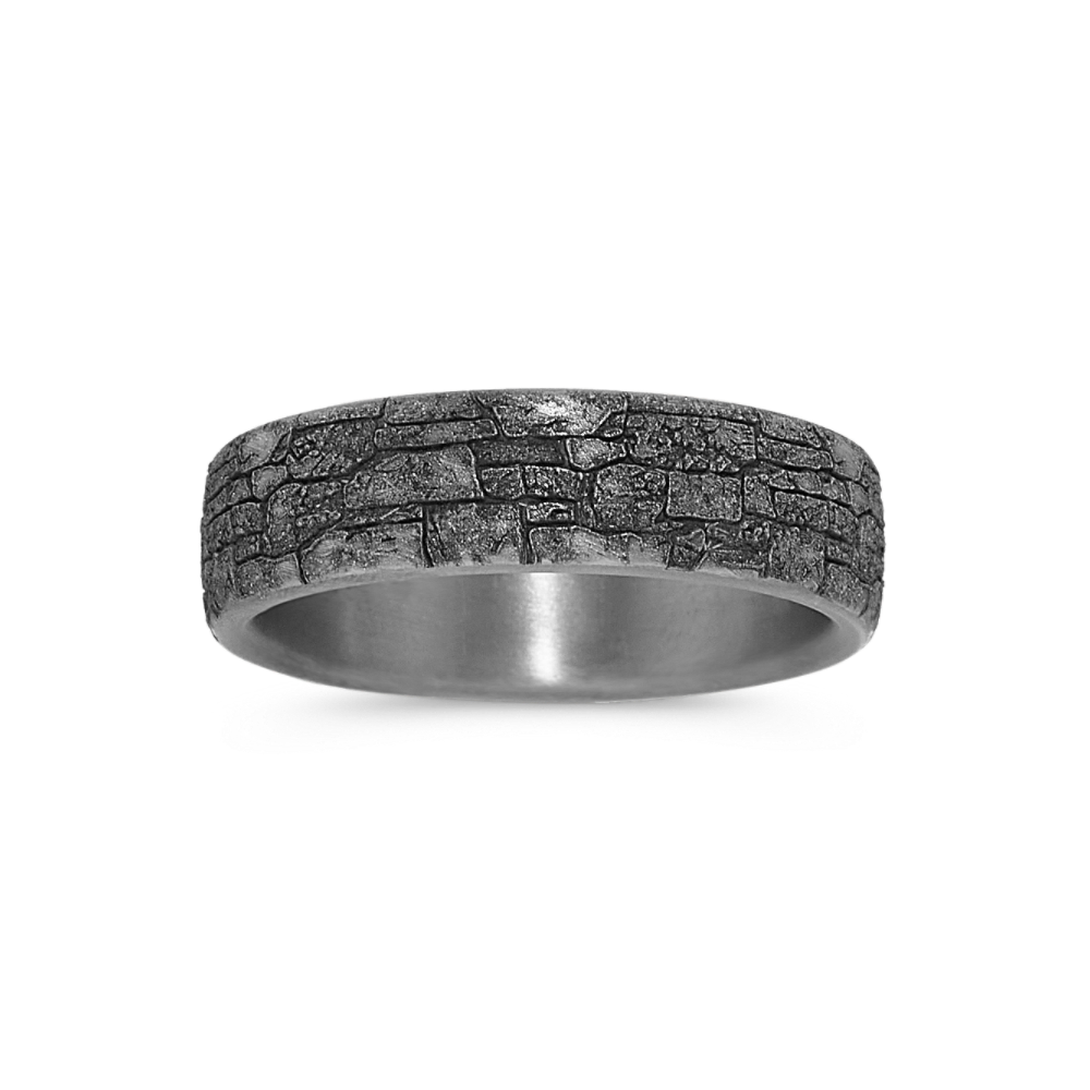 Modern Stone Wall Tantalum Mens Ring (6.5mm)