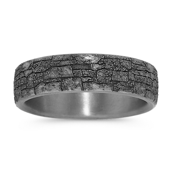 Modern Stone Wall Tantalum Mens Ring (6.5mm)