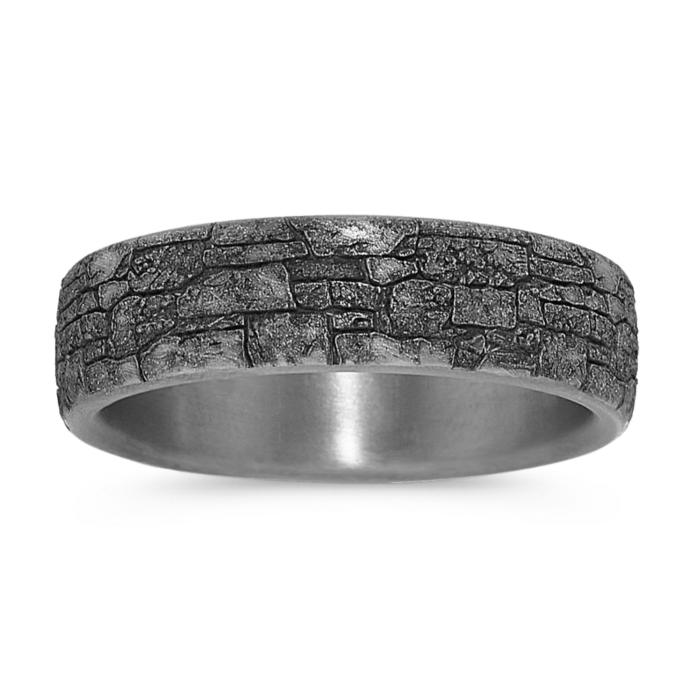 Modern Stone Wall Tantalum Mens Ring (6.5mm)