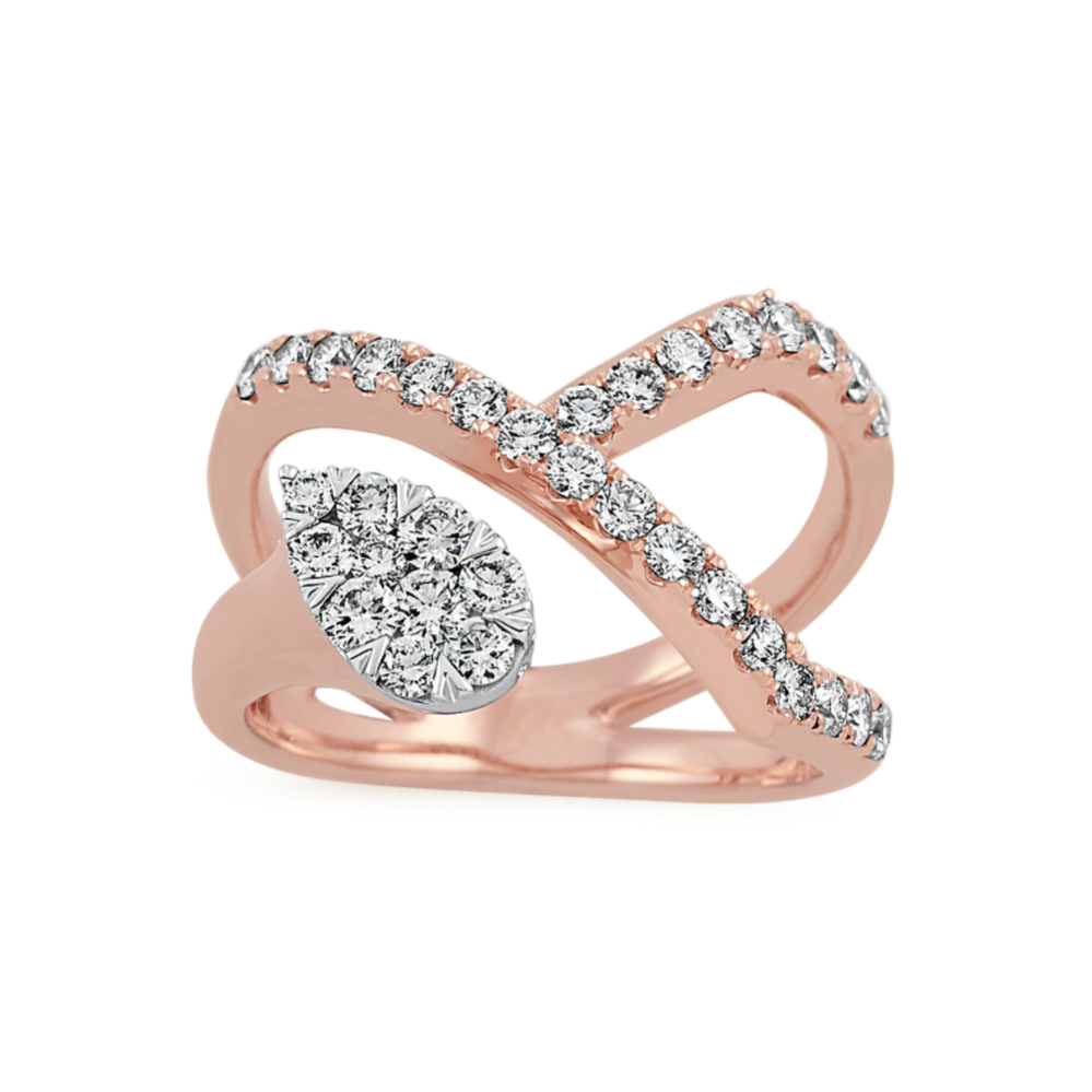 Modern Swirl Diamond Ring in 14k Rose Gold