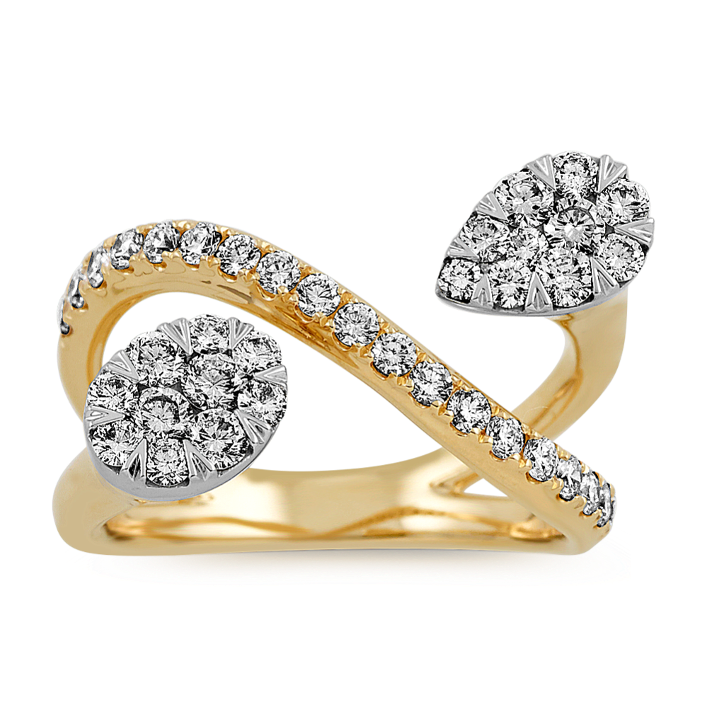 Modern Swirl Diamond Ring in 14k Two-Tone Gold