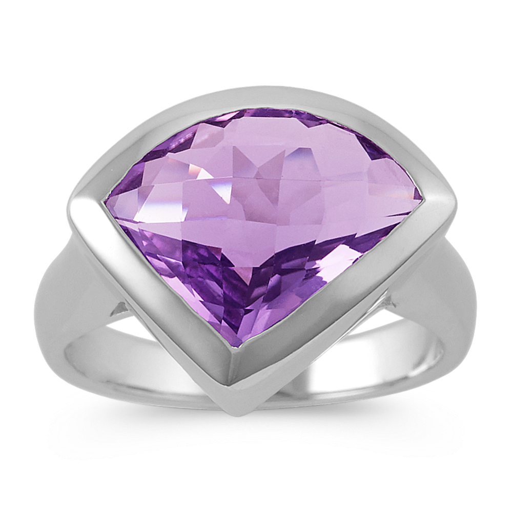 Modified Trillion Amethyst and Sterling Silver Ring
