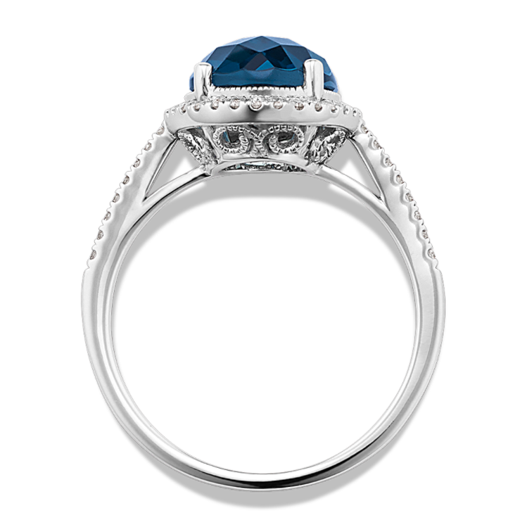 Monterey London Blue Topaz & Diamond Halo Ring