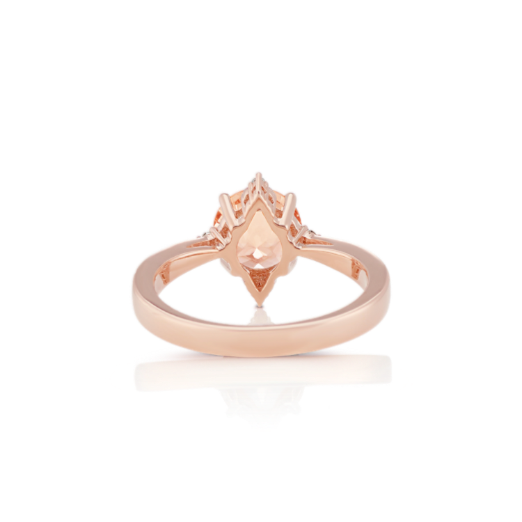 Natural Morganite and Natural Diamond Ring in 14k Rose Gold