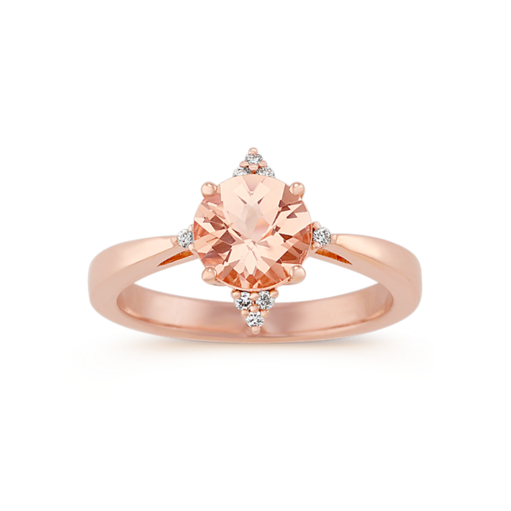 Morganite and Diamond Ring in 14k Rose Gold