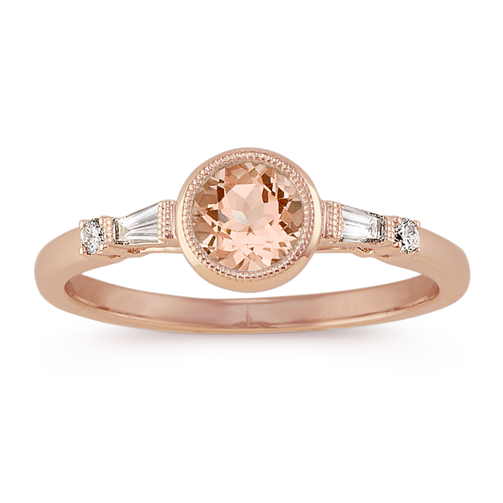 Morganite and Diamond Ring in 14k Rose Gold