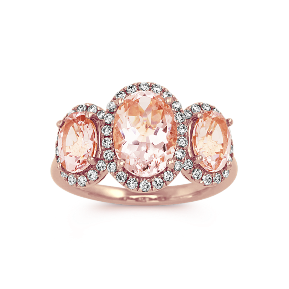 Morganite and Diamond Ring in 14k Rose Gold