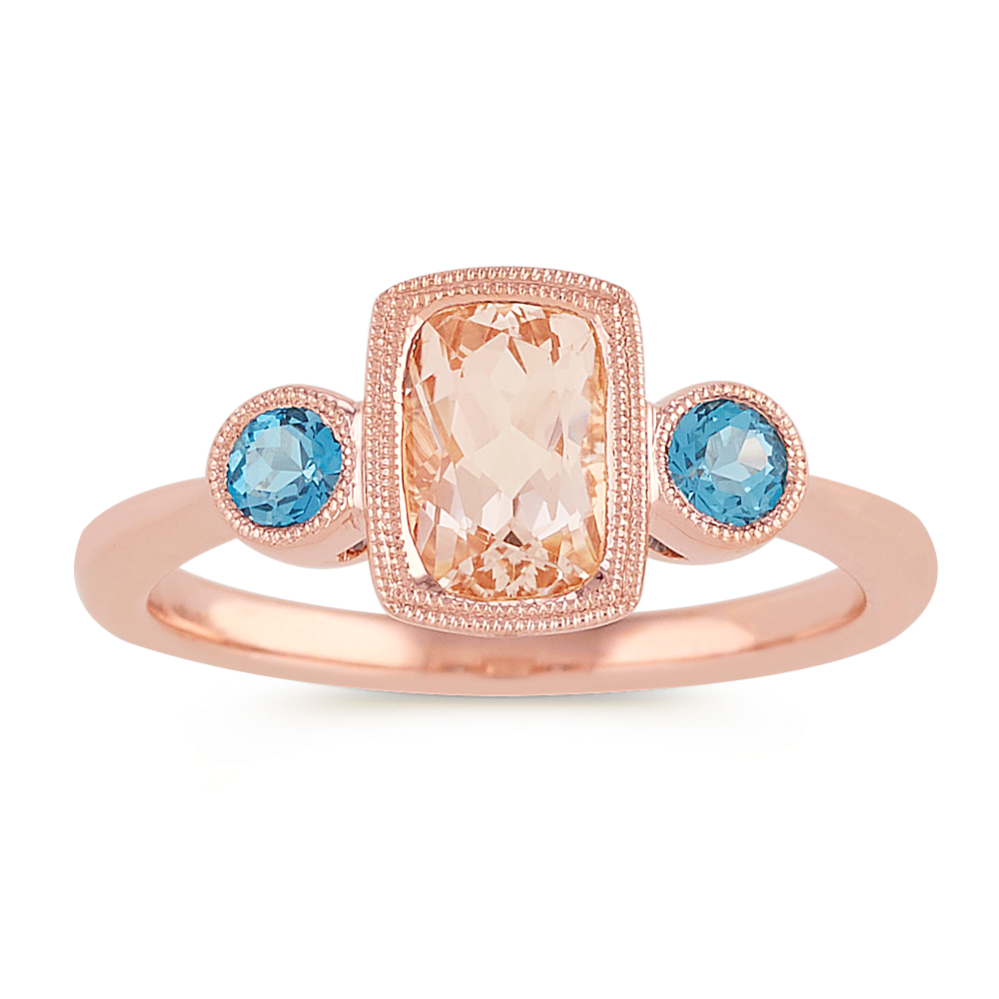Morganite and London Blue Topaz Ring