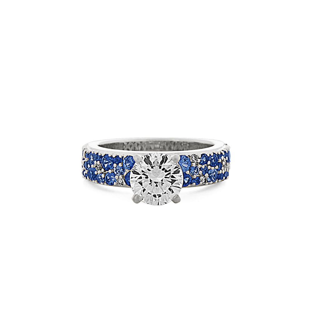 Mosaic Blue Sapphire & Diamond Engagement Ring Shane Co.