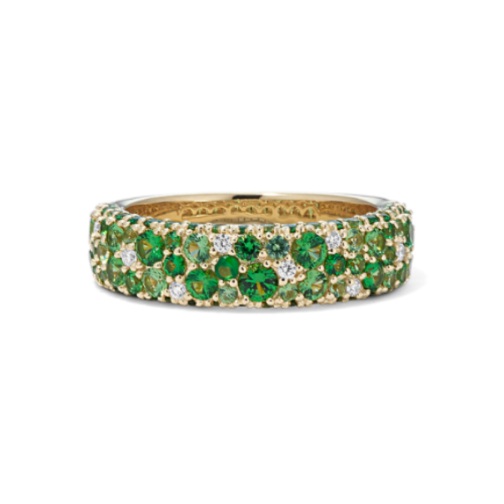 Mosaic Tsavorite & Diamond Ring (3.9mm)