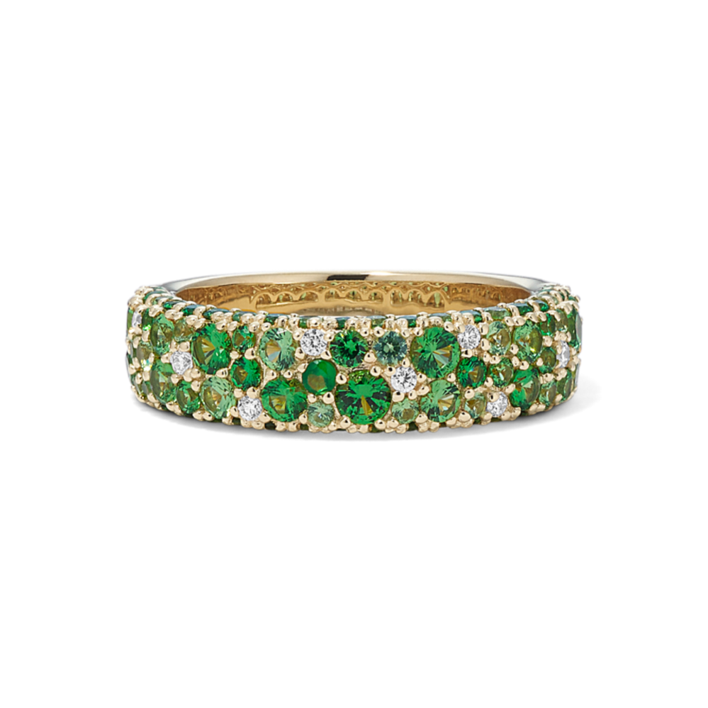 Mosaic Tsavorite & Diamond Ring (3.9mm)