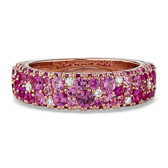 Mosaic Pink Sapphire & Diamond Ring (4mm)