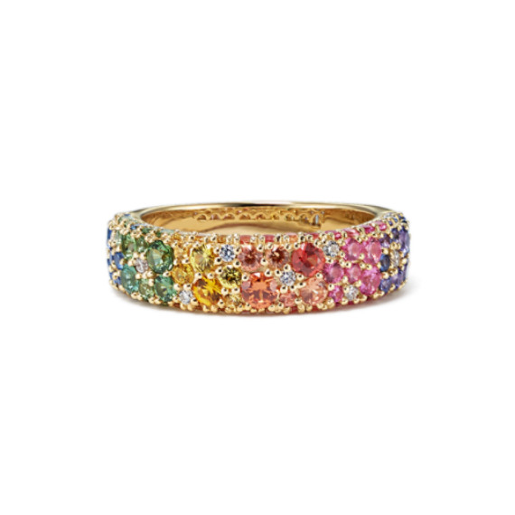 Mosaic Rainbow Sapphire & Diamond Ring (3.9mm) | Shane Co.