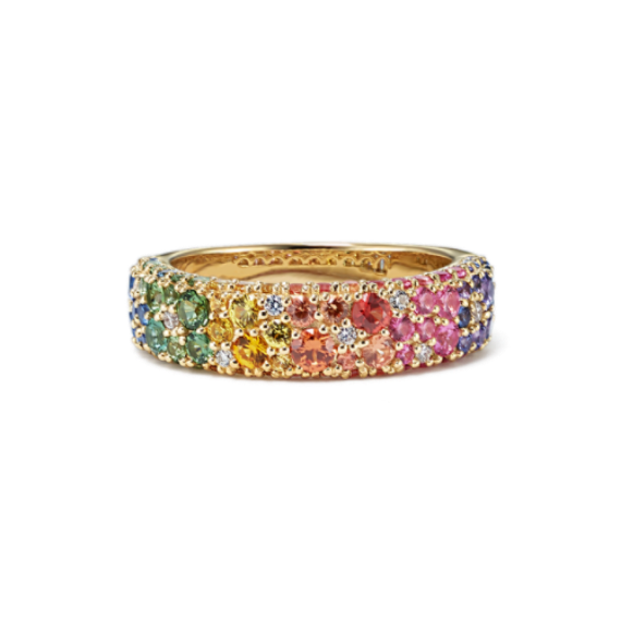 Mosaic Rainbow Sapphire & Diamond Ring (3.9mm)