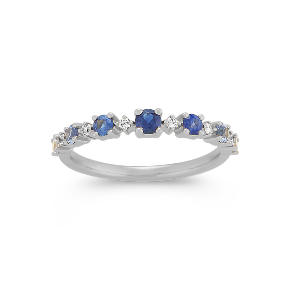 Multi Colored Blue Sapphire and Diamond Ring