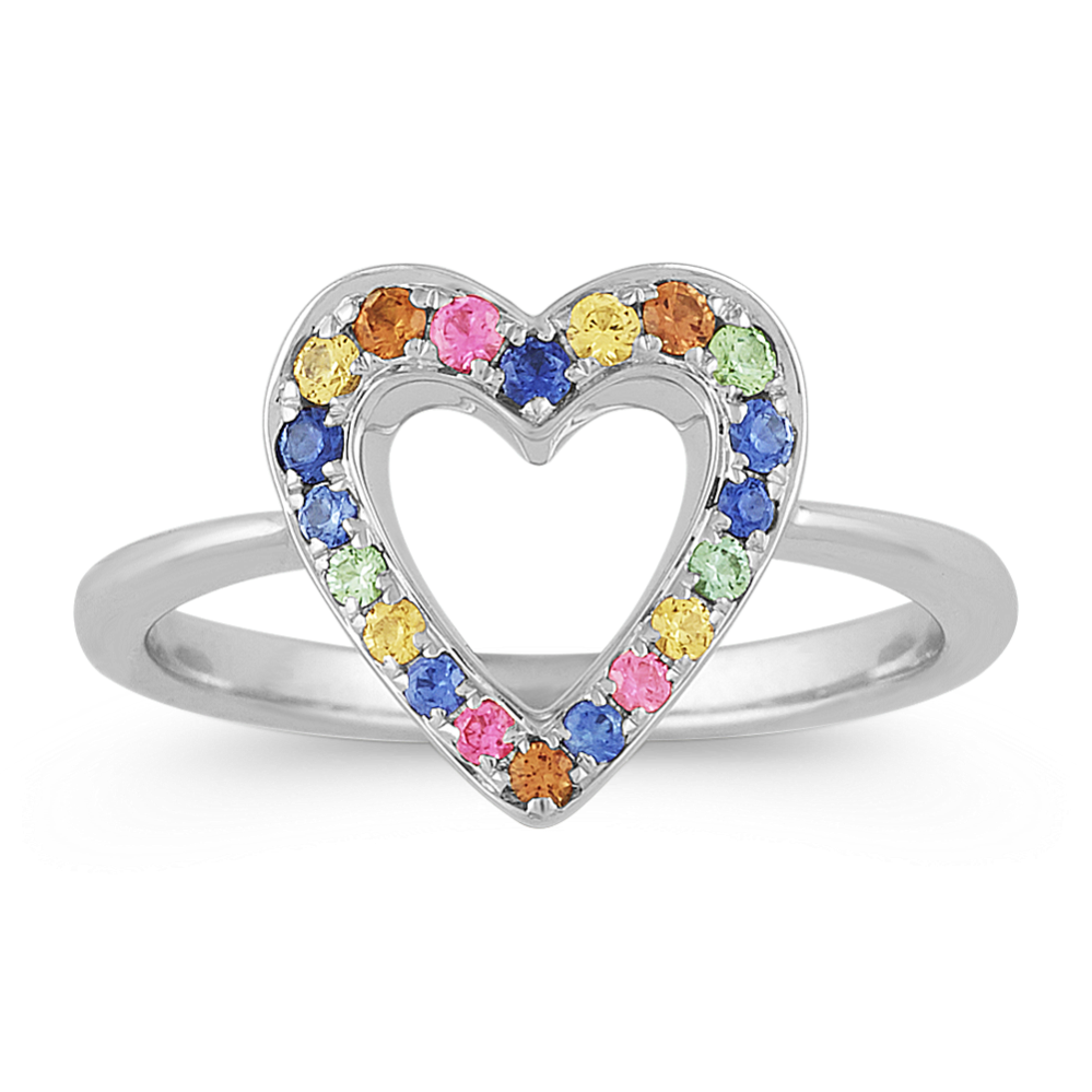 Multi-Colored Sapphire Heart Ring