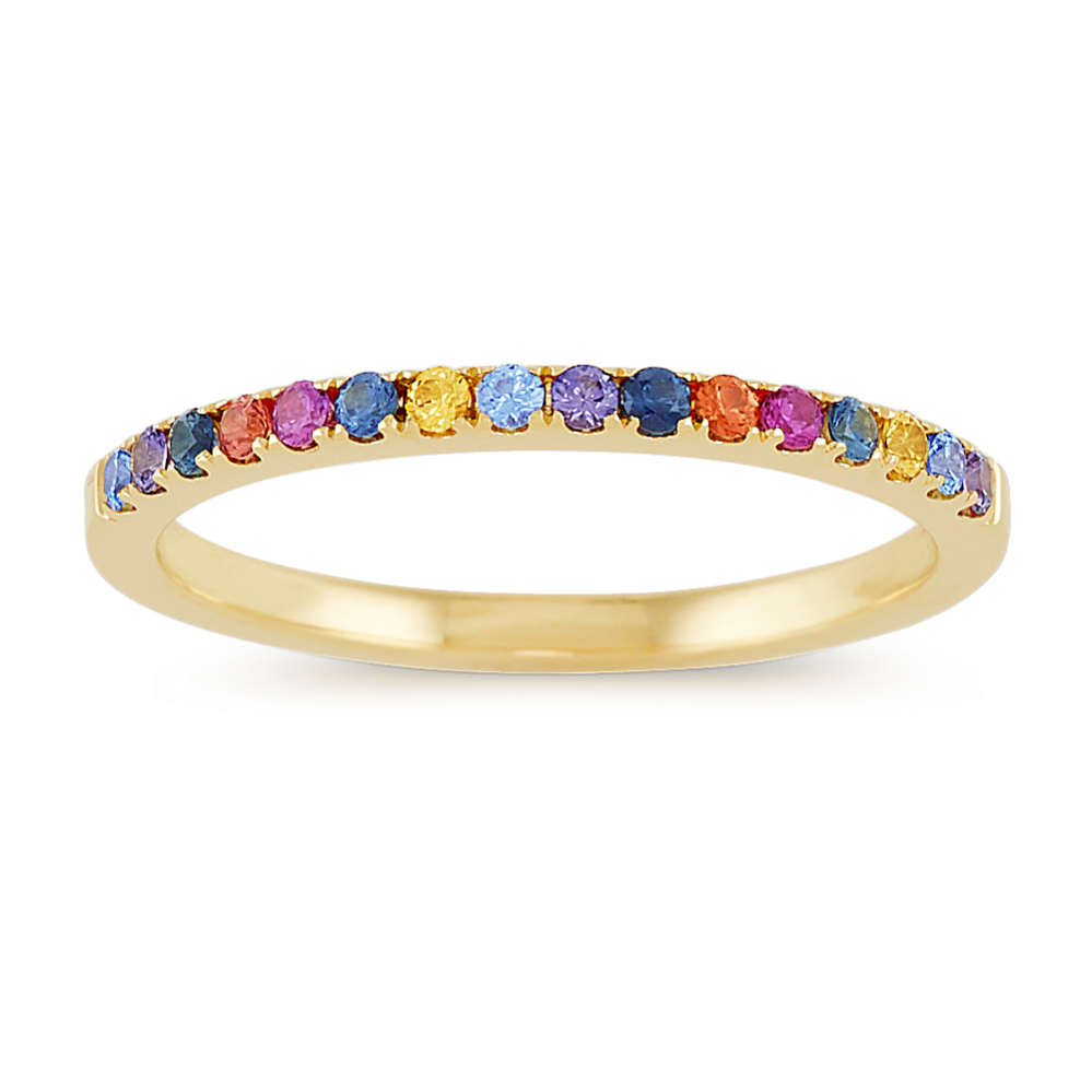 Multi-Colored Sapphire Rainbow Ring in 14k Yellow Gold