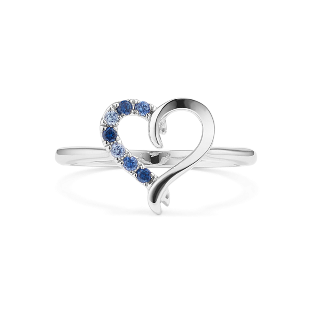 Cara Sapphire Heart Ring in Sterling Silver