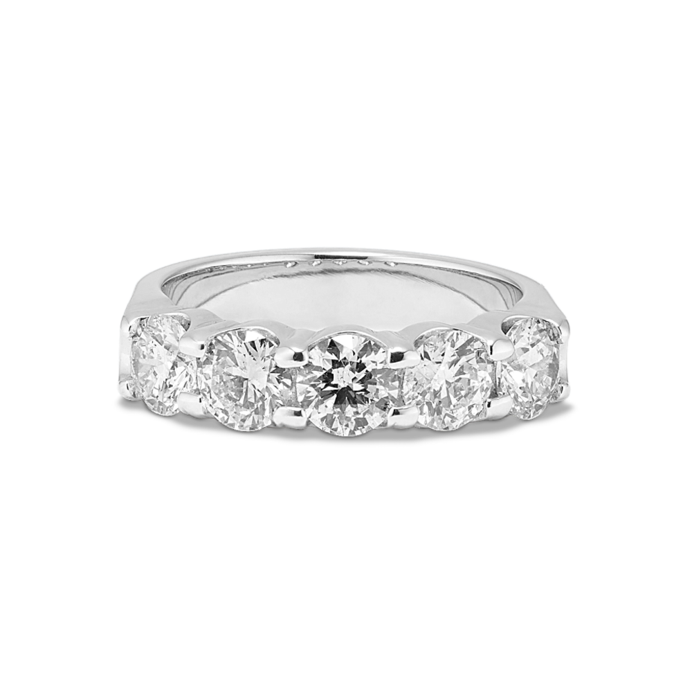 Muse 2ct. Five Stone Round Natural Diamond Wedding Band in White Gold