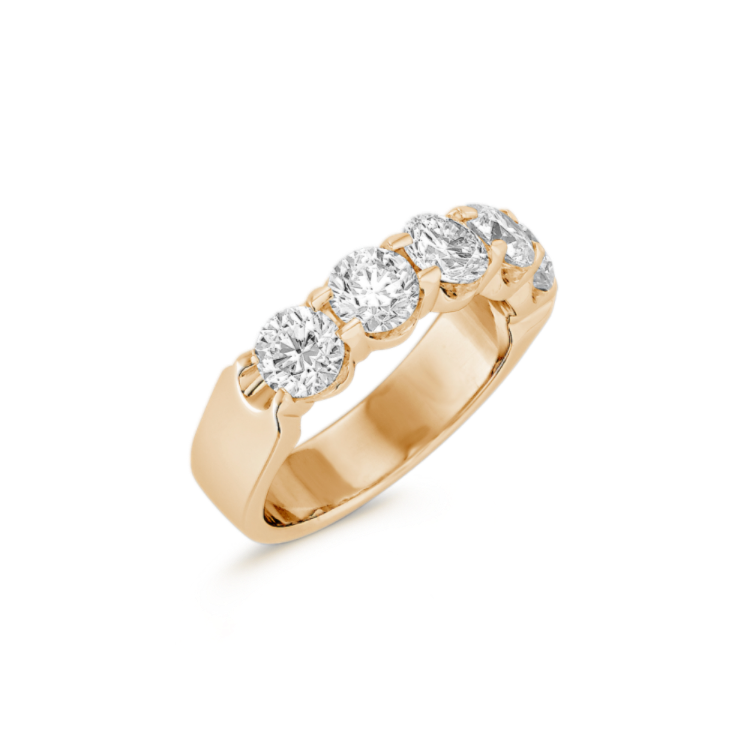 Muse Natural Diamond Five-Stone Wedding Band in 14k Yellow Gold