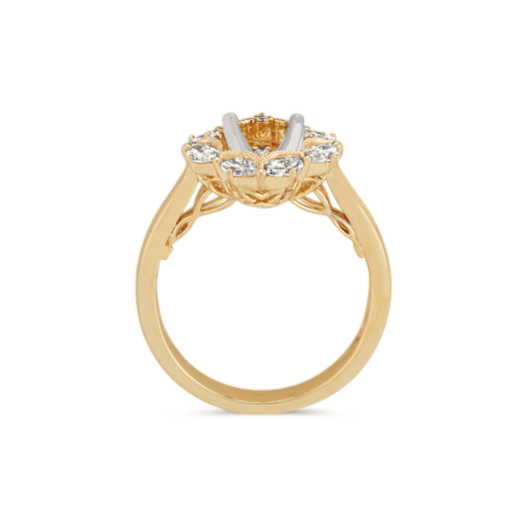 6.95 mm Natural Aquamarine Engagement Ring in Yellow Gold