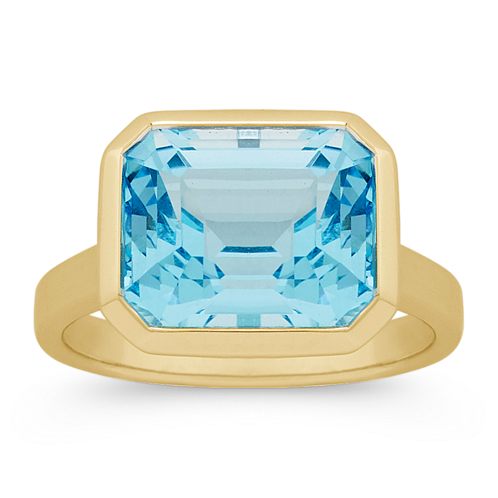 Octagon Blue Topaz Ring in Vermeil